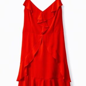 Bcbgmaxazria Ruffled Satin Mini Dress Size: 10